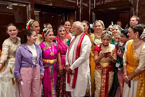 PM Modi meets Russian cultural troupe